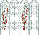 4 Pack Metal Garden Trellis for Climbing Plants,Green Metal Garden Trellis for Vines Plant Rose Vegetable Support,Large Decorative Outdoor Trellis by GreenHaven Gardens