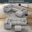 L Lengend Vansen Modular Sectional Sofa U Shaped Couch with Ottoman Modern Reversible Corner Sectional Couch for Living Room (Light Grey, U Shaped Sofa-1) by CozyNest Decor