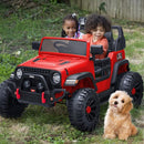2 Seater Ride on Toy Car for Kids, 24V 4WD Ride-on Truck Kids Electric Car with Remote Control, 4x200W Motors - Red by TinyTreasures Baby Boutique