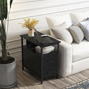 Black Side Tables, End Table with Charging Station, Narrow End Table with 2 Wooden Drawers, USB Ports and Power Outlets, Slim Nightstand and Bedside Table, End Tables Living Room, Bedroom by TinyTreasures Baby Boutique