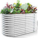Land Guard 6x3x3ft Oval Galvanized Raised Garden Beds, Large-Capacity Metal Planter Box Outdoor, Durable Deep Raised Garden Bed 3ft Tall, Raised Beds for Gardening Vegetables, Classic Silver by GreenHaven Gardens