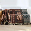 Boho Throw Blanket for Bed with Tassels,100% Cotton Ultra Soft and Cozy Large Blanket Elephant Printed Farmhouse Decor Bed Blankets,80"×90" All Season Rustic Throw for Sofa Couch Chair-Brown by CozyNest Decor