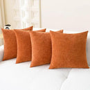 CaliTime Fall Throw Pillow Covers Decorative 18 X 18 Inches Pack of 4 Cozy Chenille Cushion Cases for Couch Sofa Bed Living Room Home Burnt Orange by CozyNest Decor
