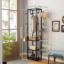 IBUYKE Coat Rack with Shelves, Freestanding Hall Tree with 3 Shelves and 8 Hooks, Industrial Clothes Stand for Entryway, Hallway, Bedroom, Black UTMJ088B by CozyNest Decor