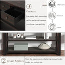 Farmhouse Wood Entryway Console Table 48-Inch Modern Sofa Entry Table with Drawers and Storage Shelves for Entrance Living Room (Black) by CozyNest Decor