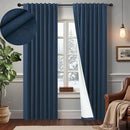Navy Blackout Curtains 72 Inches Long for Bedroom Navy Blue Room Darkening Thermal Insulating Window Black Out Linen Nautical Curtains for Living Room Nursery 52x72 Inch Length 2 Panel Back Tab Pocket by CozyNest Decor