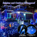 480 LED 49FT Christmas Lights Plug in 8 Modes with Timer Dimmable Christmas Decorations Outdoor Waterproof Indoor Curtain String Lights for Roof Porch Garden Holiday Wedding Party Decor Blue by GreenHaven Gardens