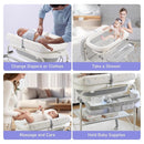 2-in-1 Baby Bathtub with Changing Table, Foldable Diaper Changing Station with 4 Wheels, Waterproof Pad, Storage Rack and Baby Bath Tub, Adjustable Height Portable Nursery Organizer for Newborn Infant by TinyTreasures Baby Boutique
