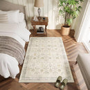 Washable 4x6 Rugs for Living Room, Boho Non-Slip Silicone Backing Small Rugs for Bedroom Nursery Office, 0.3" Neutral Oriental Throw Carpet with 0.16" Cushioning Pad, Grey/Multi by TinyTreasures Baby Boutique