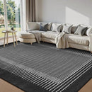 Wonnitar Striped Black Area Rugs 9x12 Living Room, Non-Slip Soft Berber Stripe Bedroom Rug, Low Pile Minimalist Floor Carpet for Dining Room Living Room Department (Black,9' x 12') by CozyNest Decor