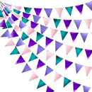 Mermaid Party Decorations Purple Pink and Teal Aqua Metallic Fabric Triangle Pennant Banner Flag Bunting Garland for Mermaid Under the Sea Birthday Wedding Baby Shower Engagement Party Supplies by GreenHaven Gardens