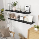 Fun Memories Floating Shelves 48 Inch Set of 2, Black 48 x 9 Wall Shelves for Home Decor Storage, Rustic Wood Floating Shelf for Wall, 9 Inch Deep Shelving for Bathroom, Living Room, Kitchen by CozyNest Decor