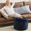 Boho Ottoman Living Room Furniture 20"x15" Round Ottomans Pouf Couch Foot Rest Navy Pouf Ottoman Foot Rest with Foam Chunk Filling Pouffe Ottomans Stuffed Foot Rests Poufs for Couch by CozyNest Decor