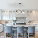 6-Light Farmhouse Brushed Nickel Chandelier,Modern Chandeliers for Dining Room Light Fixture Over Table,Adjustable Hanging Industrial Rustic Pendant Lights Kitchen Island Light with Clear Glass Shade