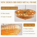 30" Modern Dining Room Chandeliers, 13-Light Amber Crystal Chandeliers, Dimmable Blown Glass Chandelier for Living Room, Round Glod Large Chandelier for High Ceiling, Bedroom, Entryway, Staircase by CozyNest Decor