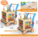 9-in-1 Wooden Activity Cube | Wooden Baby Walker, Sit-to-Stand Learning Walker Activity Center, Early Educational Push & Pull Toys for Baby Toddler Boys Girls, Height & Brake Adjustable by TinyTreasures Baby Boutique