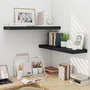 Fun Memories Floating Shelves for Wall 36 Inches, Wood Shelves with Invisible Bracket, 10" Deep Shelves Wall Mounted, Large Wood Floating Shelves for Living Room Bathroom, Black, Set of 2 by CozyNest Decor