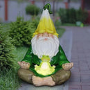 Exhart Solar Light-Up Meditating Gnome Statue w/LED Frog, Durable Resin Garden Décor, 8”x6.5”x10.5” by CozyNest Decor