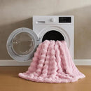 JELLYMONI Faux Fur Throw Blanket, Pink Cozy Plush Bubble Bed Blanket, Thick and Warm, Queen (90" x 90") by CozyNest Decor