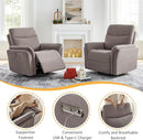 Power Recliner Chair Swivel Glider, Electric Rocking Recliner Chairs with USB and Type-C Ports, Nursery Chair Recliner for Living Room, Bedroom, Apartment（Light Brown） by TinyTreasures Baby Boutique