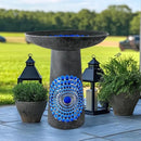21.5'' Tall Ceramic Bird Bath for Outdoor, Heavy Duty - Cold-Weather Resistant Bird Bath, Garden and Patio Décor - Diamond Blue by GreenHaven Gardens