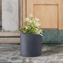 Kante 12.6" Dia Round Concrete Planter, Modern Style Large Cylindrical Plant Pot with Drainage Hole and Rubber Plug for Indoor Outdoor Patio, Charcoal by GreenHaven Gardens