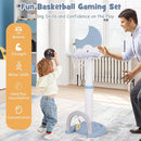 Costzon Kids Basketball Hoop with Electronic Scoreboard Cheer Sound, 4 in 1 Height Adjustable Toddler Basketball Hoop with Soccer, Golf, Ring Toss Game for Indoor Outdoor, Gift(Light Blue Moon) by TinyTreasures Baby Boutique