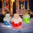 36 Inch Pop-Up Christmas Ball with 90 LED Lights for Outdoor Xmas Decor, 3-Piece Pre-Lit Iridescent Christmas Ball Ornaments Decor with Base, Outdoor 3D Glittered Standing Holiday Display by CozyNest Decor