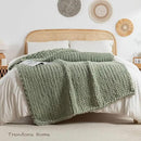 Chunky Knit Blanket Throw, 100% Hand Knit Throw Blanket Handmade Chenille Cable Knit Throw for Couch, Stylish Cozy Soft Rope Knot Crochet Blanket for Home Decor, Sage Green, 50x60 Inches by CozyNest Decor