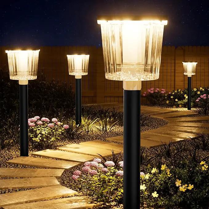Super Bright Solar Pathway Lights Outdoor Powered,Adjustable Warm&Cool White,Waterproof IP65 Garden Decor Landscape Lighting Outside for Yard/Patio/Walkway/Driveway/Landscape (Obsidian Black, 6 Pack)
