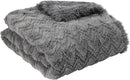 Mon Chateau Grey 3D Jacquard Faux Fur Throw, Plush Luxury Blanket for Couch, Sofa, or Bed, Soft Reversible Throw Blanket for Sleeping, Home & Room Décor, 60" x 70" by CozyNest Decor