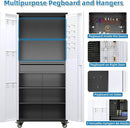 Metal Garage Cabinet with Wheels,71''H Rolling Lockable Steel Tool Storage Cabinet with Pegboard &1 Drawer for Garage,Home,Office,Black Gray, Assembly Required by GreenHaven Gardens