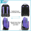NEW TILAMI 18 inch Rolling Backpack Boys & Girls for School – Durable, Waterproof, Adjustable Handle, Ideal for Travel & Daily Use, Purple Sky by TinyTreasures Baby Boutique