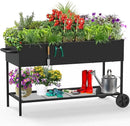 51 × 26 × 32 Inches Raised Garden Bed with Legs/Storage Shelf, Mobile Planter Box for Outdoor Plants, Elevated Garden Bed for Backyard, Balcony, Black by GreenHaven Gardens