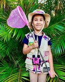 Bug Hunting Kit, Pink Safari Vest, Hat, Binoculars, Lg. Butterfly Net, Bug Container, Whistle, Flashlight, Magnifier, Thermostat, Compass, Age 3+ by TinyTreasures Baby Boutique