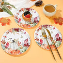 AllReal Fall Pumpkins Paper Plates Rustic Pumpkin Leaves Disposable Party Plate 7" Thanksgiving Autumn Dessert Plate for Birthday Baby Shower Party Supplies Table Decor (24)