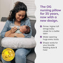 Boppy Nursing Pillow - Ergonomic Bottle & Breastfeeding Pillow with High, Firm, Large Area, Water-Repellent Cushion with Washable Cover; Baby Safety Alliance Verified - Cream Retro Squiggles by TinyTreasures Baby Boutique