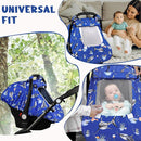 Pea Pod Car Seat Cover Baby, Infant Car Seat Canopy Covers for Newborn with 2 Layers Windows of Breathable Mesh Fabric, Lightweight Polyester/Soft Minky Dot Backing (Ocean) by TinyTreasures Baby Boutique