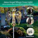 YJFWAL Solar Glass Cross Garden Stake Light, Cemetery Decorations for Grave Outdoor Lights, Jesus Cross Angel Wings Sympathy Memorial Gifts, for Easter Halloween Garden Lawn Yard Patio Decor by GreenHaven Gardens