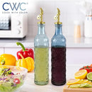 COOK WITH COLOR Glass Olive Oil Bottle Dispenser - 2 Pack- 17oz Oil and Vinegar Cruet - Olive Oil Carafe Decanter for Kitchen by CozyNest Decor