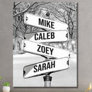 Personalized Father's Day Family Names Street Custom Multi-Name Date of Birth Vintage Street Sign Happy Fathers Day Poster Canvas Wall Art Best Gifts for Dad Husband from Daughter Son Wife Kids