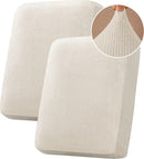 H.VERSAILTEX Velvet Stretch Couch Cushion Cover Plush Cushion Slipcover for Chair Loveseat Sofa Cushion Furniture Protector Seat Cushion Sofa Cover (2 Piece Medium Sofa Cushion Covers, Ivory Striped) by CozyNest Decor