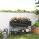 Outsunny Raised Garden Bed with Galvanized Steel Frame, Storage Shelf and Bed Liner, Elevated Planter Box with Legs for Vegetables, Flowers, Herbs, Dark Gray by GreenHaven Gardens