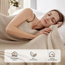 Joydeco Chunky Cable Knit Throw Blanket, Lightweight 100% Organic Cotton Soft Cozy Throw Twin Blanket for Couch Bed and Sofa, Rustic Breathable Farmhouse Blanket Gift for Women Men(Beige, 51"x63") by CozyNest Decor