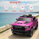 Licensed Ram 1500 Ride on Toys for Kids 4-8, Ride-on Electric Car for Kids with Remote Control, Battery Powered with Car Key/Gear Selector, LED Light/Music/MP3, Back Storage (Pink) by TinyTreasures Baby Boutique