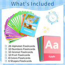 Flash Cards for Toddlers 1-3, Alphabet ABC Flash Cards,Letter Number Animal Shape Color, First Words Flashcards,Educational Toy for Baby Kid Preschool Toddler Learning Activities,60 Double-Sided Cards by TinyTreasures Baby Boutique