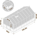 8x16 FT Greenhouse for Outdoor, 6MM Thick Polycarbonate Panel Wooden Walk-in Green House with Adjustable Roof Vents and Lockable Door, Backyard Garden, Light Mocha Brown by GreenHaven Gardens
