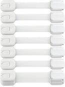 Child Safety Strap Locks (10 Pack) Baby Locks for Cabinets and Drawers, Toilet, Fridge & More. 3M Adhesive Pads. Easy Installation, No Drilling Required, White by TinyTreasures Baby Boutique