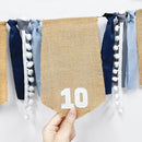 pinkblume 1st Birthday Burlap Photo Banner Garland Handmade Felt from Newborn to 12 Months with Dusty Blue Gray Ribbon for Baby Boy Girl Monthly Milestones First Birthday Party Decoration Supplies by TinyTreasures Baby Boutique