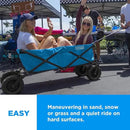 Creative Outdoor Push Pull Stroller Wagon for Kids, 250lbs Weight Capacity, XXXL Monster Series, Collapsible Giant All-Terrain Folding Cart, Beach, Park, Camping, Garden & Tailgate (Blue) by GreenHaven Gardens